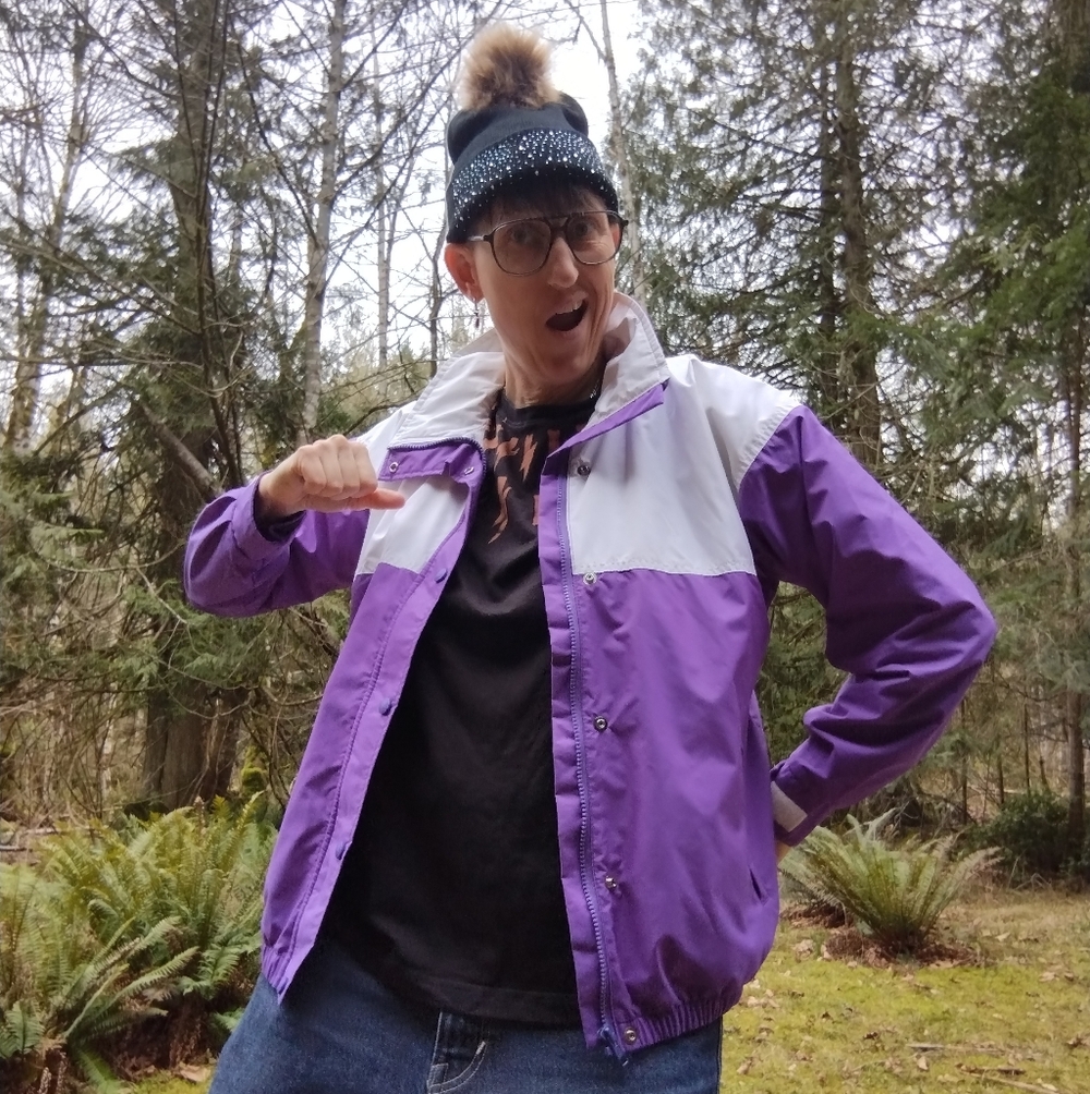 Vintage Lightweight Purple and White Spring Ski Jacket